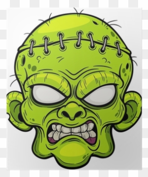 Vector Illustration Of Cartoon Zombie Face Poster • - Free Cartoon Zombie Head