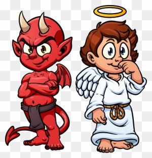 Devil Shoulder Angel Illustration - Angel And Devil Cartoon Devil Shoulder Angel Illustration - Angel And Devil Cartoon