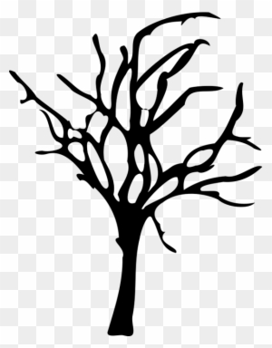 Silhouette Drawing Of Halloween Small Dead Tree - Spooky Tree Silhouette Png