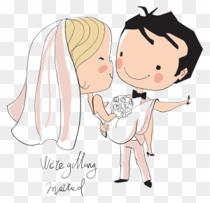 funny cartoon bride and groom