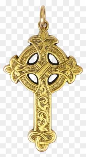 Victorian 9k Gold Irish Celtic Cross Pendant - Clipart Gold Celtic Cross