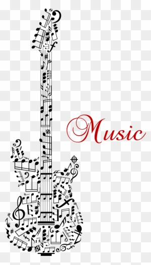 Guitar Musical Note Stock Illustration - Guitar Notes Silhouette