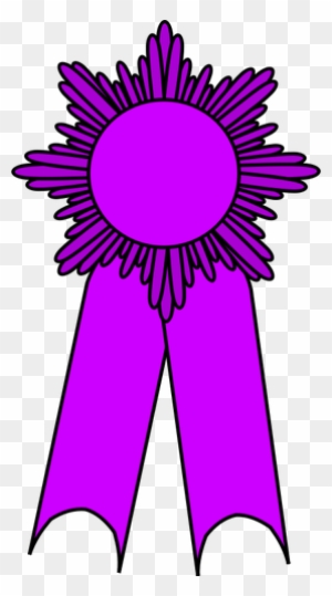Vector Graphics Of Gold Medal With A Purple Ribbon - Medal Ribbon Clipart Award