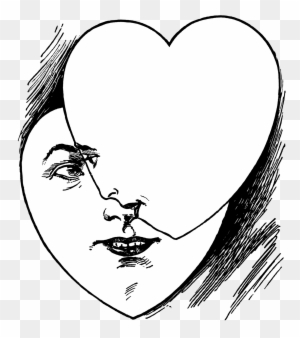 Vintage Heart Faces Illustration, Public Domain - Illustration