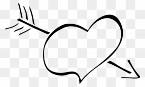 Heart Arrow Love Cupid Valentine Romance Symbol - Black And White Heart Cartoon