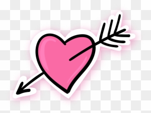 Arrow Through The Heart Pink Blue - Pink Heart With Arrow Png