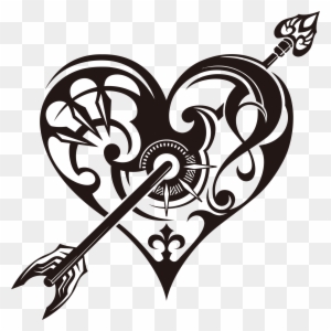 Tribal Heart With Arrow Clipart - Heart Tribal Tattoos Designs