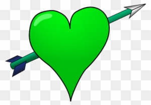 Heart With Arrow Through It Clip Art - Green Heart Arrow