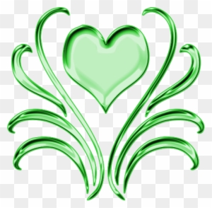 Green Heart And Leaves Decorative Png By Clipartcotttage - Green Heart Png