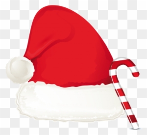 Santa Hat Cartoon Clip Art At Vector Clip Art Image - Santa Hat And Candy Cane