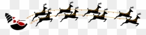 Santa With Eight Reindeer Clipart - Frohe Weihnachten Sankt Mit Ren Und Karte