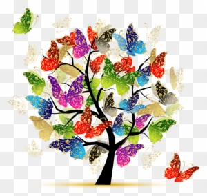 “ Butterfly Tree Illustration - Tree Of Life Butterflies