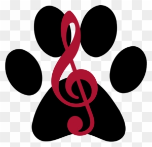 The Bbc Logo Is A Maroon Treble Clef Layered Over A - Colored Paw Print