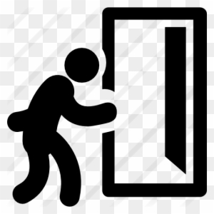 Man And Opened Exit Door - Running Out Of The Door Icon