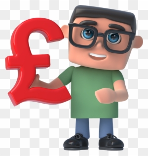3d Boy In Glasses Holds Uk Pounds Sterling Symbol - Question Mark With Man Png
