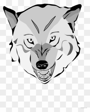 Wolf Face Animal Free Black White Clipart Images Clipartblack - Scary Wolf Shower Curtain
