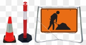Slideshow - Traffic Sign - 1 Signs X Man Shovelling Sign (orange) - 600mm X 900mm