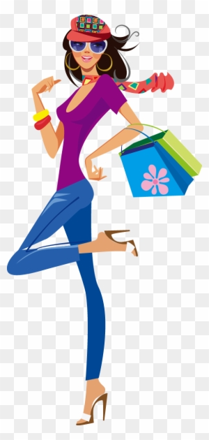 Shopping Clothing Illustration - Cute Shopping Girl Png