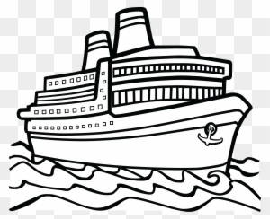 Free Clipart Of A Cruise Boat - Ship Black And White