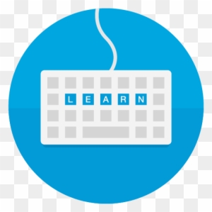 A Keyboard Highlighting The Letters "learn\ - Work Experience Icon Blue