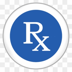 Rx Symbol Blue White Round Button - Rx Pharmacy Symbol