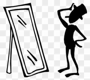 man looking in mirror
