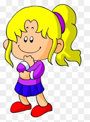 Cartoon Child Clip Art - Little Girl Thinking Png