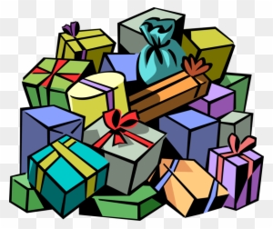 Vector Illustration Of Large Pile Of Christmas Gift - Pile Of Presents