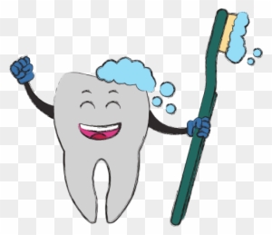 Tooth With Brush Cartoon - Toothbrush