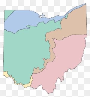 Ohio Map Showing Various Colored Regions - Land Regions Of Ohio