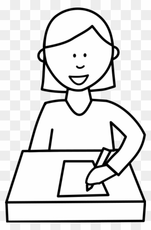 Élève Écrivant / Student Writing Clipart - Student Sitting At A Desk Drawing