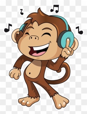 Cute Monkey Stickers Messages Sticker-1 - Emoji Listening To Music