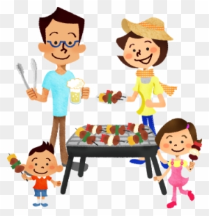 Family Having Barbecue - Illustration