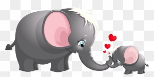 Complete Elephant Cartoon Pictures For Kids Transparent - Mom And Baby Elephant Clip Art