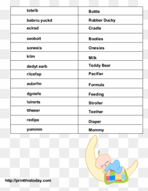 Click Here To Download The Solution To This Game - Baby Shower Word Scramble Game Answers