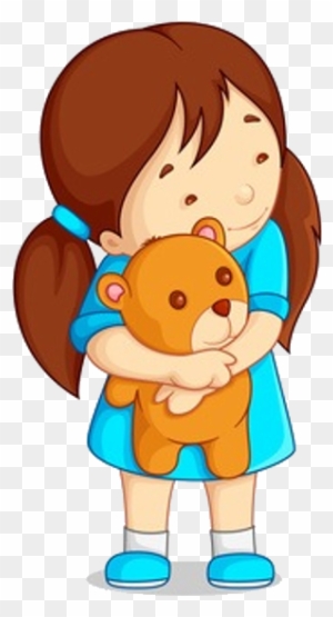 Baby Girl Playing With Teddy Bear - Drawing Of Girl Holding Teddy Bear