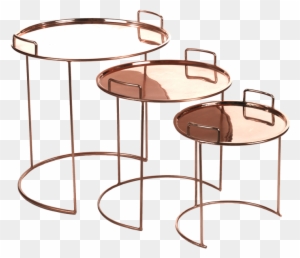 Pols Potten Copper Round Nesting Tables - Tray Round Nested Tables - 3 Pieces - Stackable