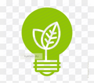 Vector Icon Of Electric Lamp With Young Shoots Growing - Ecology Icon