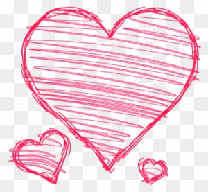 Doodle Hearts Pink Red Handdrawn Pen Drawn Scribble - Hand Drawn Heart Clipart Free