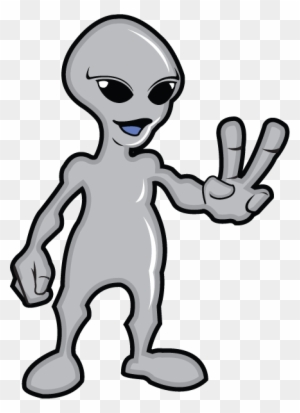 Gray Alien Clipart - Two Fingers Peace Sign