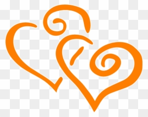 Orange Intertwined Hearts Clip Art - Wedding Anniversary Clip Art