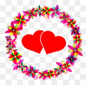 Flowers Hearts Love Wreath Frame Circle - Imagenes Con Flores Y Corazones