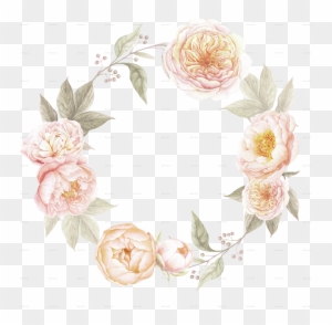 Translucent Peonie Wreath Clipart - Vintage Flower Wreath Png