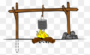 Cooking Fire Crane Camp - Camp Cooking Clipart