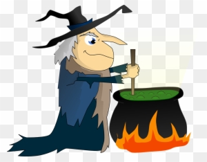 Clipart Cartoon Witches Witch Pencil And In Color - Witch Stirring A Cauldron