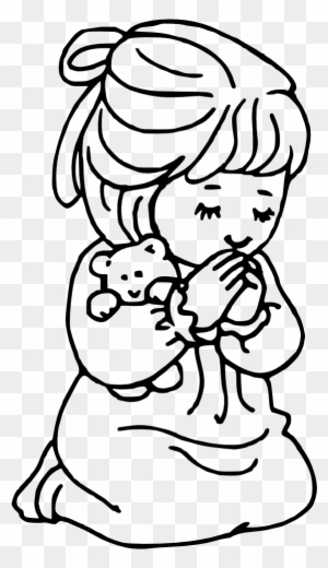 Prayer Coloring Pages Catholic Lord - Girl Clip Art Black N White