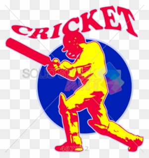 Stock Illustration Of Retro Cartoon Drawing Of Cricket - Cricket Player Batsman Retro Round Coaster