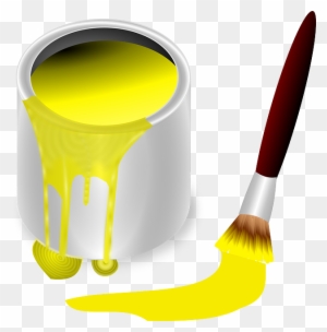 Paint Pot, Pot, Color, Bucket, Painting, Paint Brush - Yellow Paint Bucket Clipart