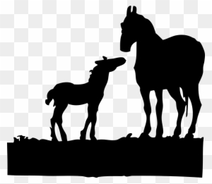 Jumping Horse Silhouette 18, - Mare And Foal Clipart