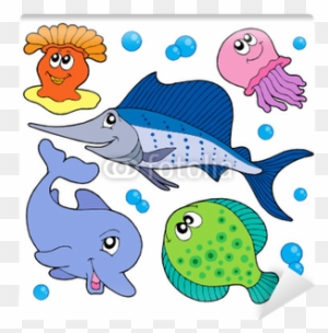 Cute Marine Animals Collection 2 Wall Mural • Pixers® - Cute Cartoon Sea Animals